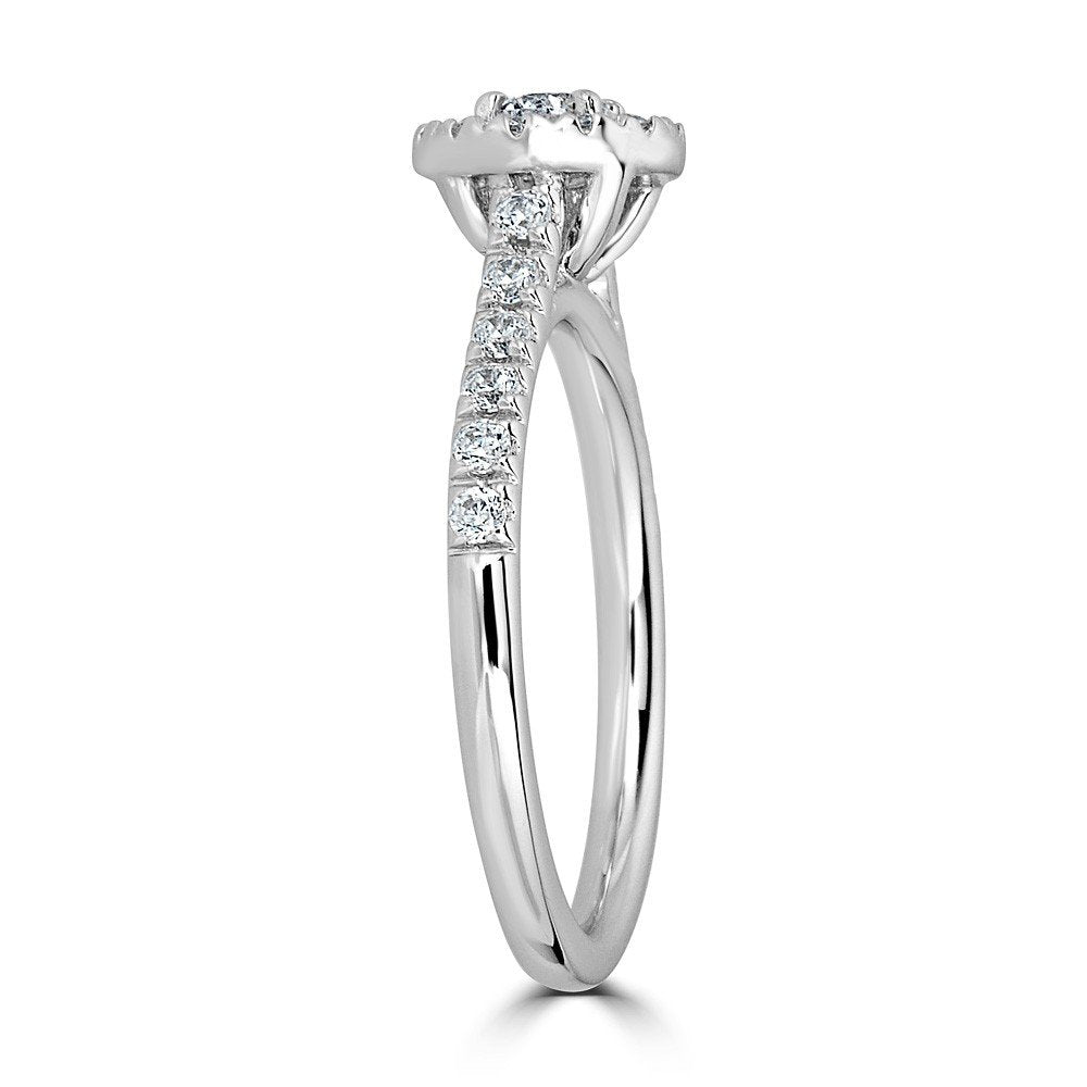 14KT Gold 1/2 CTW Round Diamond Halo Ring for Women - Elegant Engagement & Wedding Jewelry Gift for Her - Perfect for Anniversaries, Proposals & Special Occasions