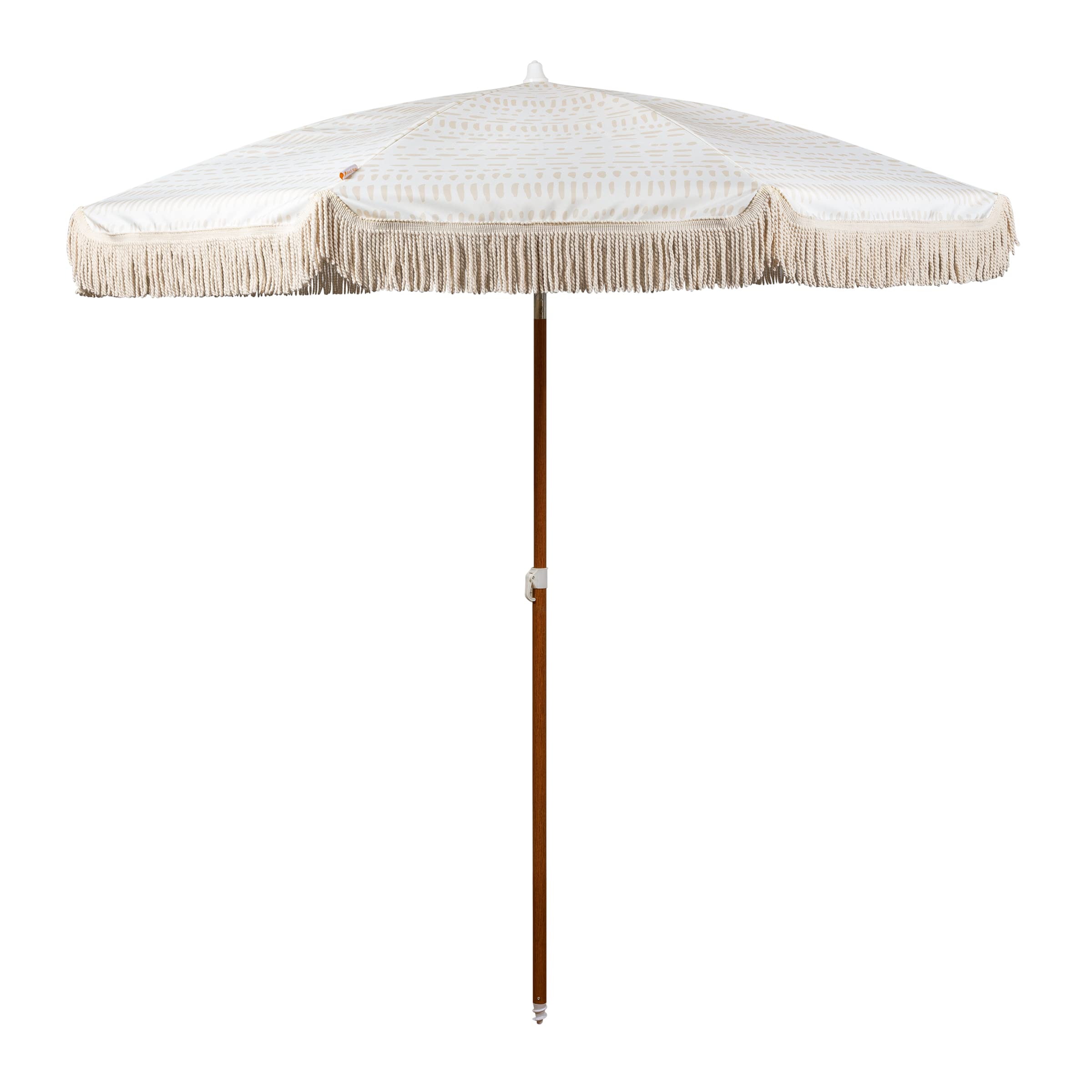 BEACH STATE Summerland 6.5ft Fringed Beach Umbrella - UV50+ Sun Protection Patio & Outdoor Umbrella for Poolside, Backyard, and Beach Relaxation