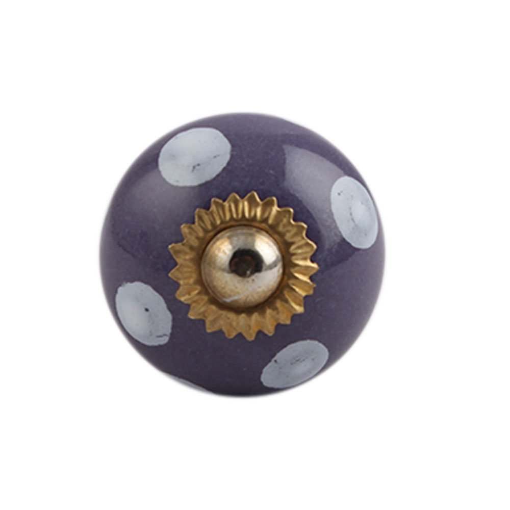 IndianShelf 8-Piece Purple Ceramic Polka Dot Drawer Knobs - Elegant Cabinet Hardware for Kitchen, Dresser & Wardrobe - Perfect for Home Decor & Furniture Upgrade