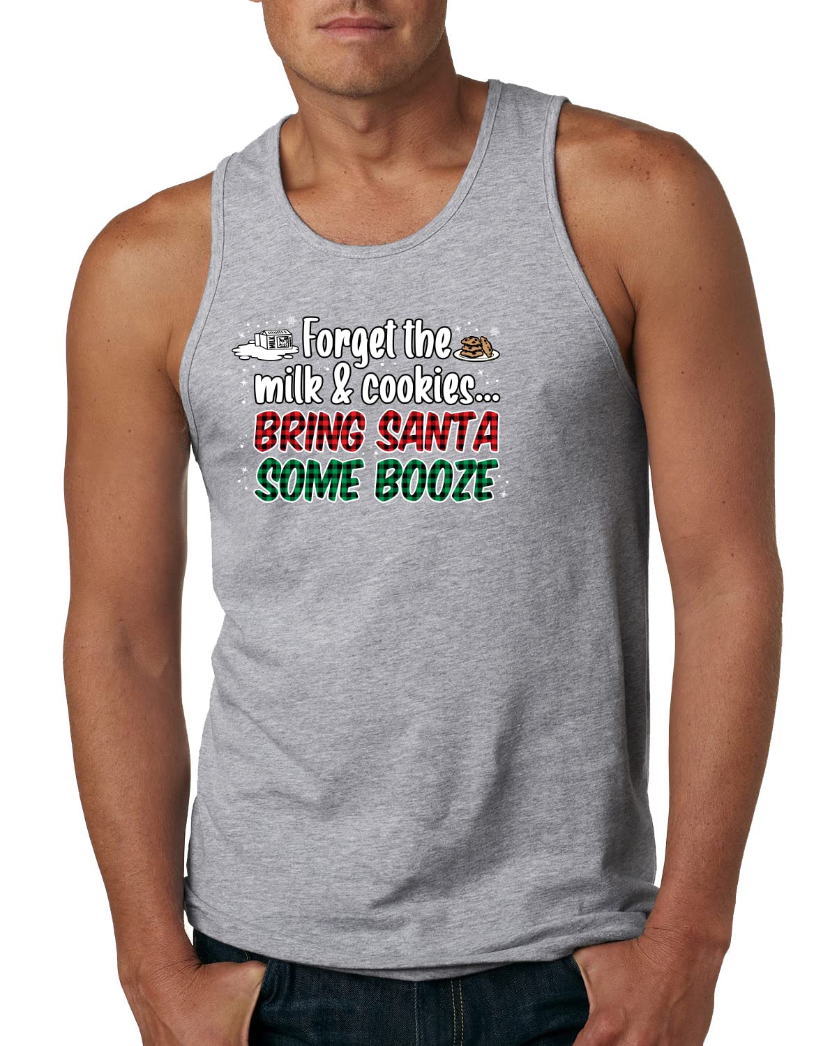 Wild Bobby Santa Booze Graphic Tank Top for Men - Funny Christmas Party Outfit & Holiday Gift Idea