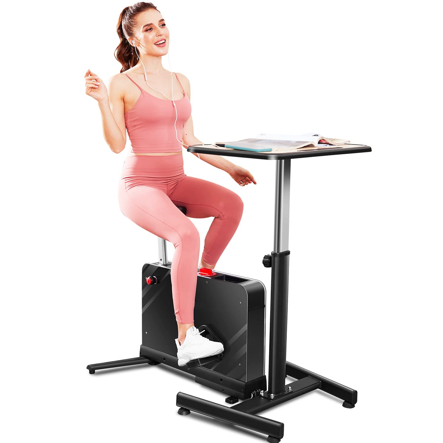 SIMPFREE Adjustable Height Desk Exercise Bike - Home & Office Workout Stationary Cycle for Standing Desk Fitness | Perfect for Home Gym, Office Workouts & Under Desk Cycling