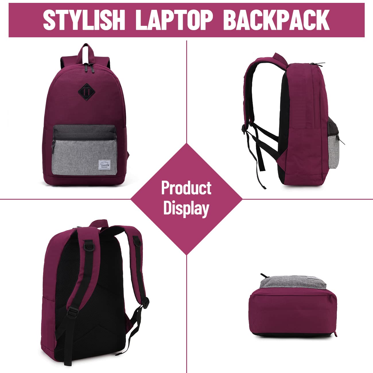 VASCHY Waterproof Backpack for Men & Women - School, Work & Travel