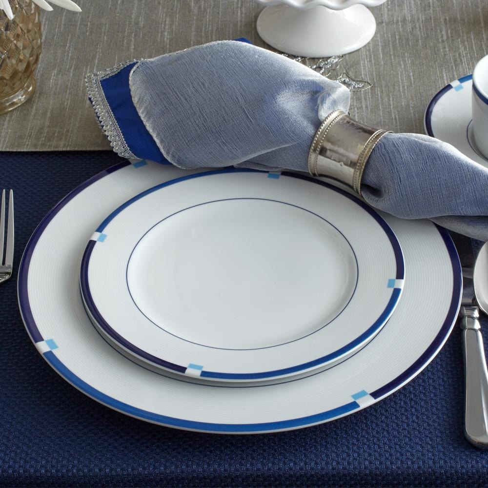 Jet Set Blue Dinner Plate - Elegant 10.5 Inch Ceramic Plates for Fine Dining, Wedding, and Restaurant Use - Set of 4