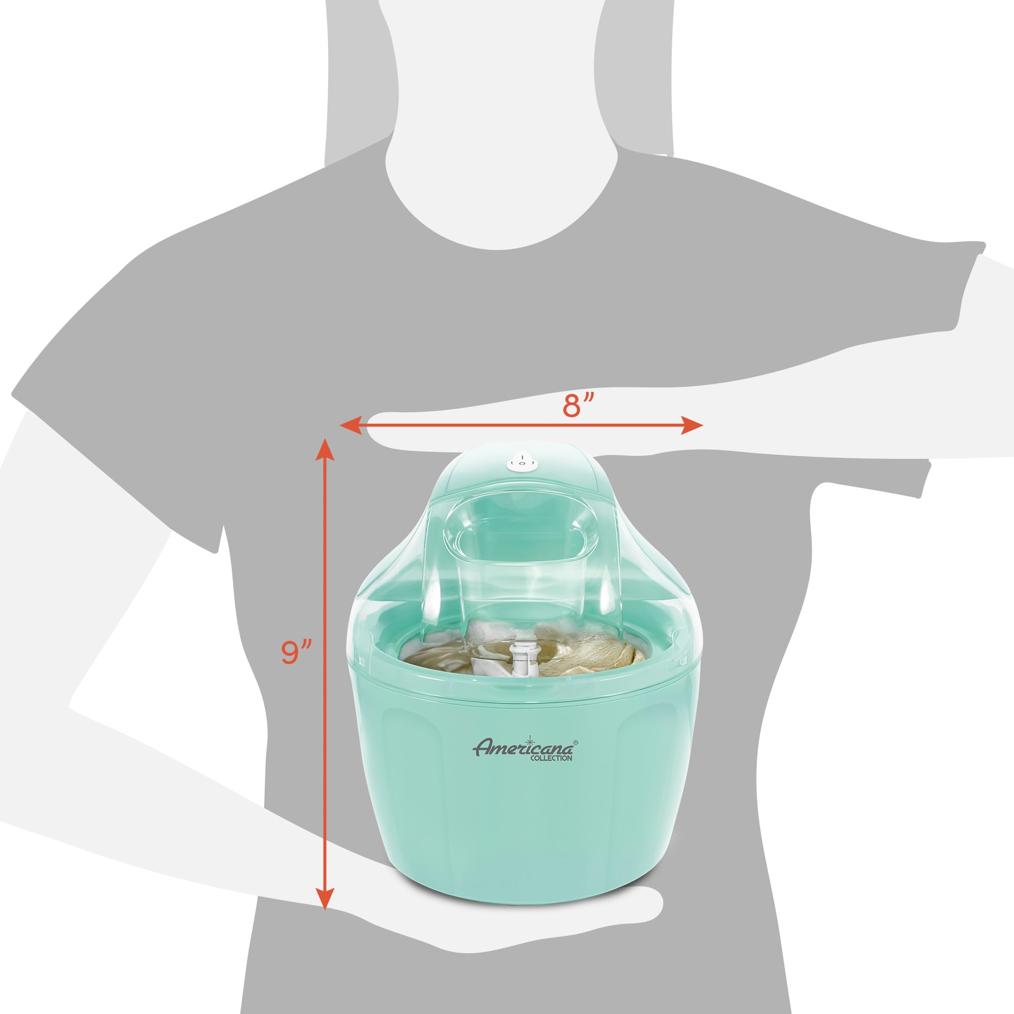 Americana EIM-1400M 1.5 Quart Electric Ice Cream Maker - Automatic Homemade Ice Cream, Gelato, Frozen Yogurt & Sorbet Machine - No Salt Needed with Ingredient Chute & Recipe Book - Perfect for Parties, Family Gatherings & Summer Treats