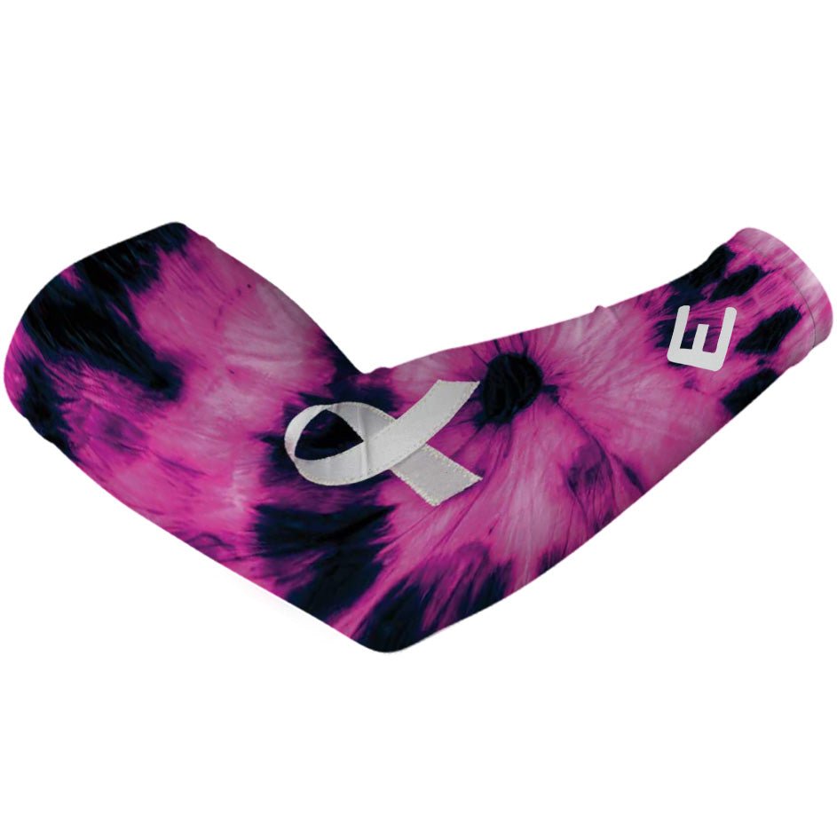 Pink Tie Dye Arm Sleeve for Women - Breast Cancer Awareness Support - UV Protection & Moisture Wicking for Sports, Running, and Outdoor Activities