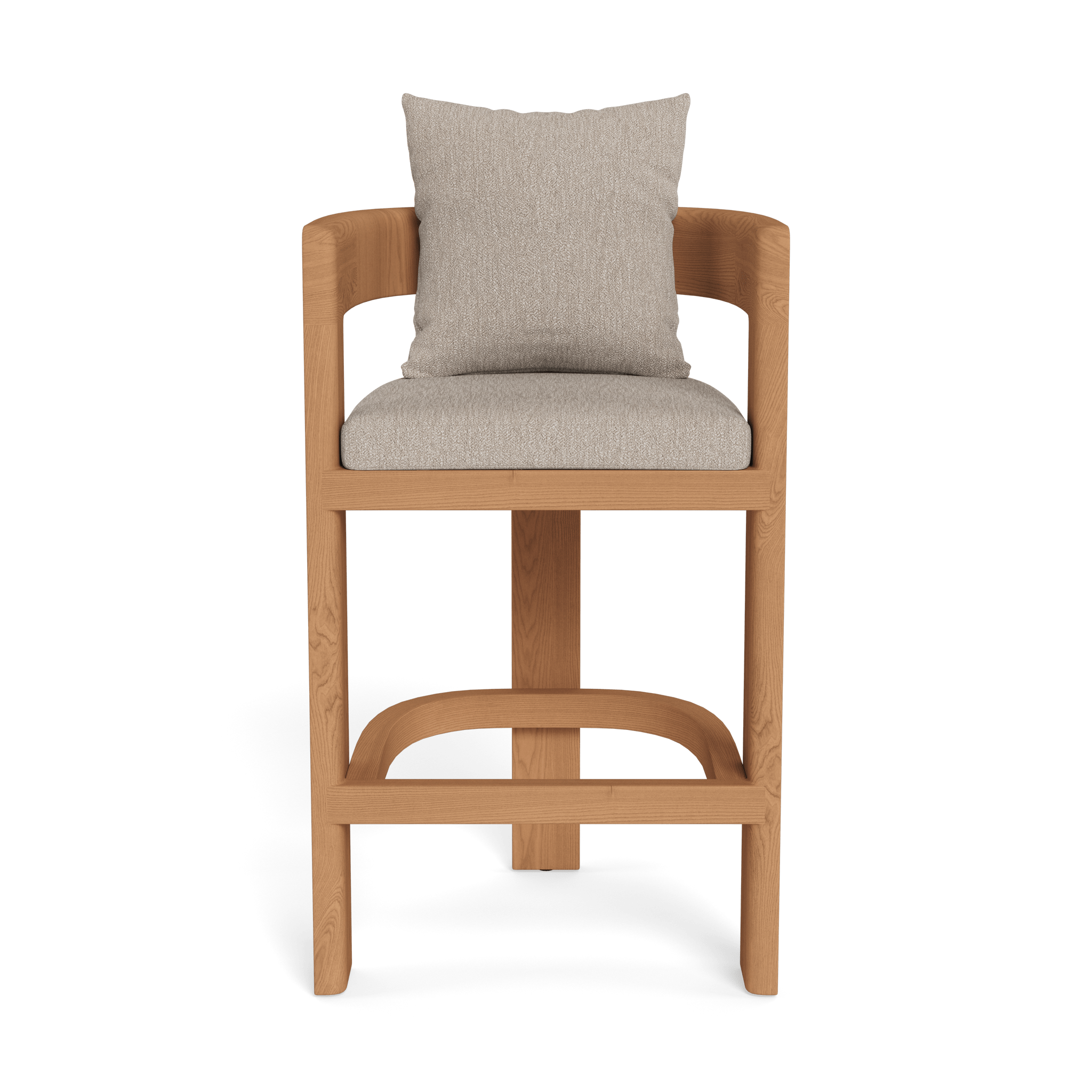 Victoria Teak Bar Stool - Solid Teak Wood Counter Height Stool with Backrest, Waterproof Cushion - Perfect for Kitchen Island, Breakfast Nook & Home Bar Decor