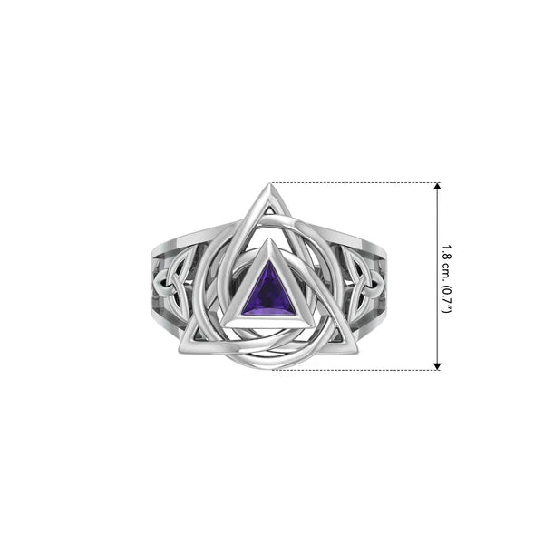 Celtic Triquetra AA Recovery Symbol Sterling Silver Ring with Gemstone - Spiritual Jewelry for Sobriety & Healing - Perfect for 12-Step Programs, Gifts & Meditation