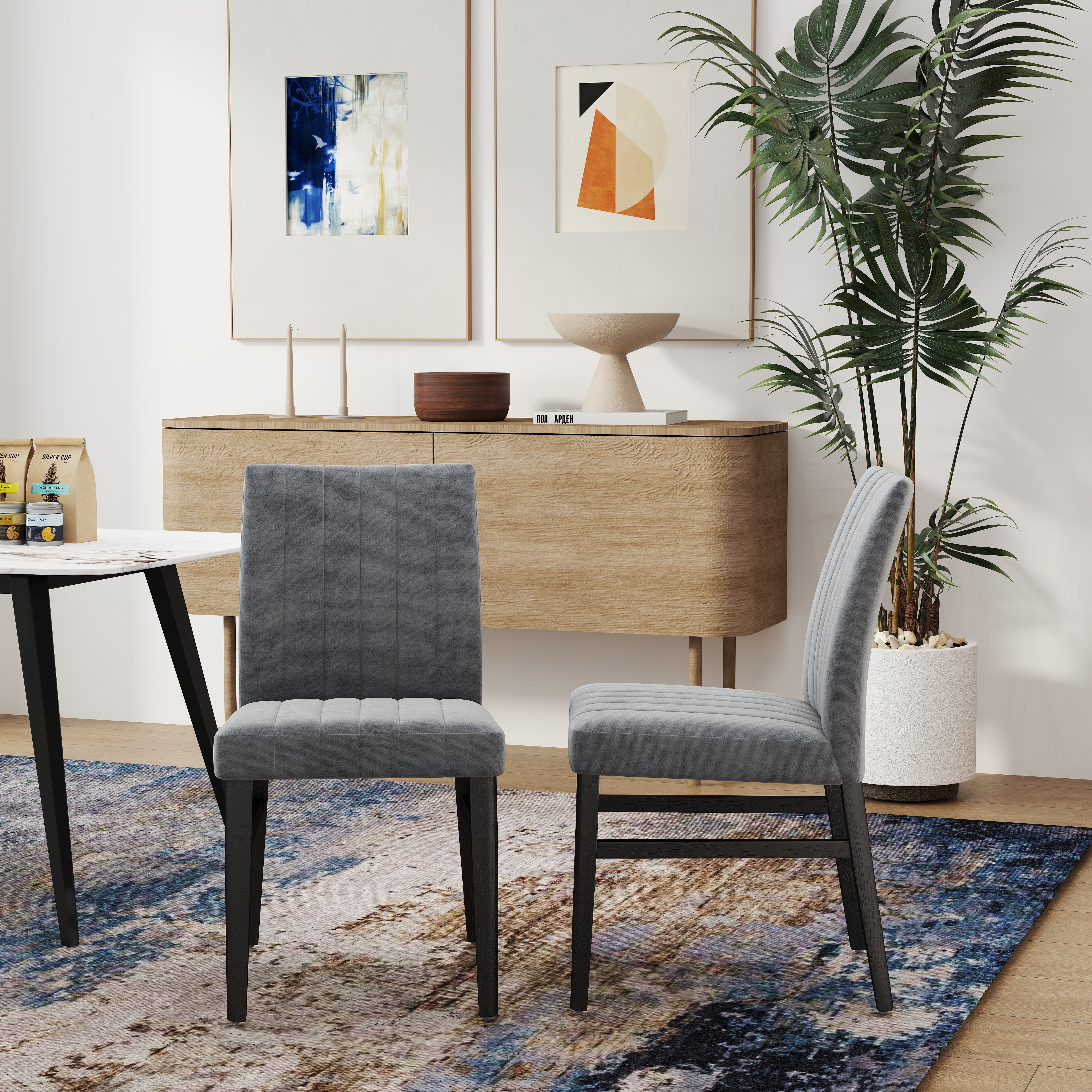 Roundhill Furniture Wendell Contemporary Upholstered Dining Chairs Set of 2 - Modern Kitchen & Dining Room Seating for Home & Restaurant Use
