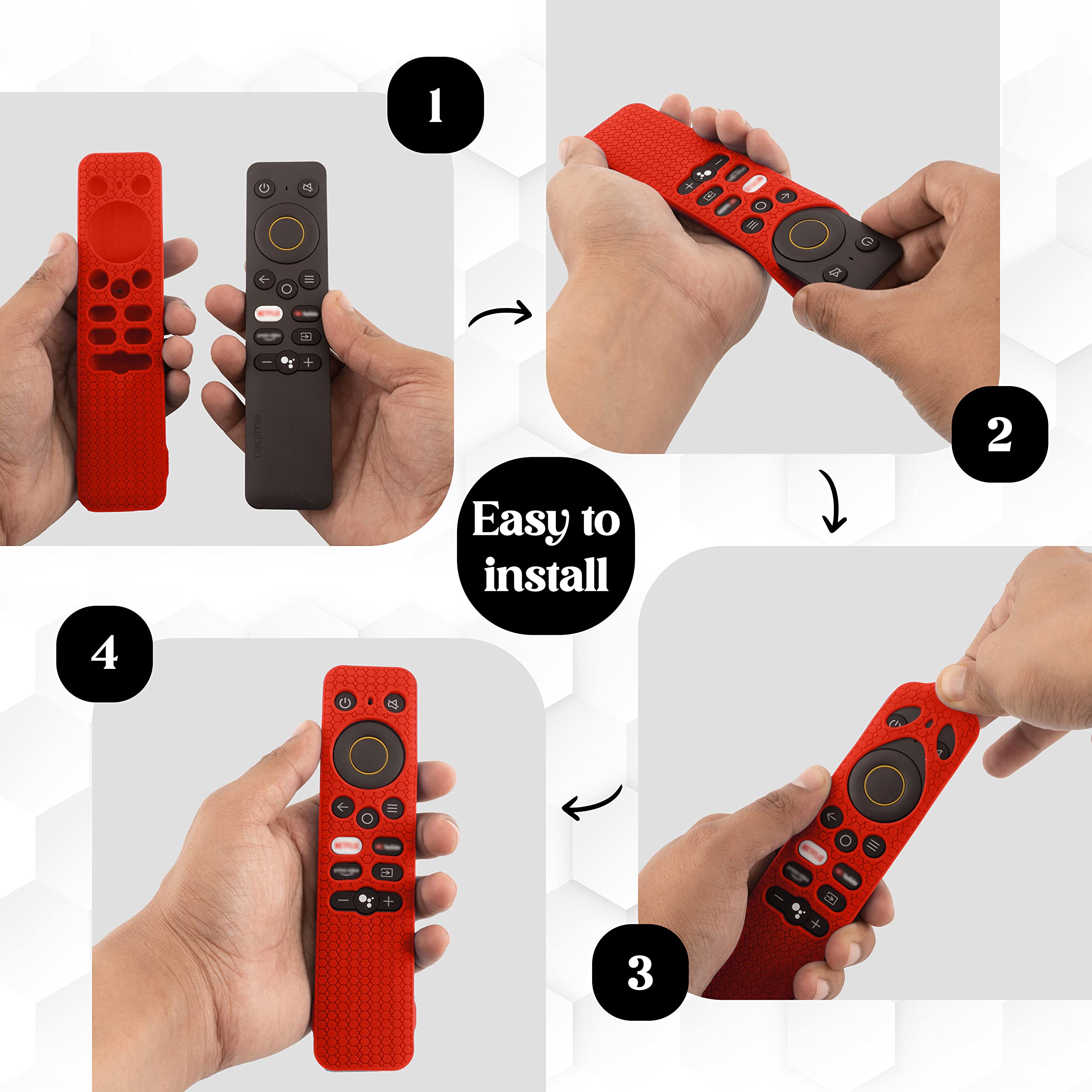 SHOPOFLUX Silicone Remote Cover for REALME Smart LED TV - Anti-Slip, Shockproof Remote Control Case (Red) - Perfect for Home Entertainment, Living Room & Bedroom Use