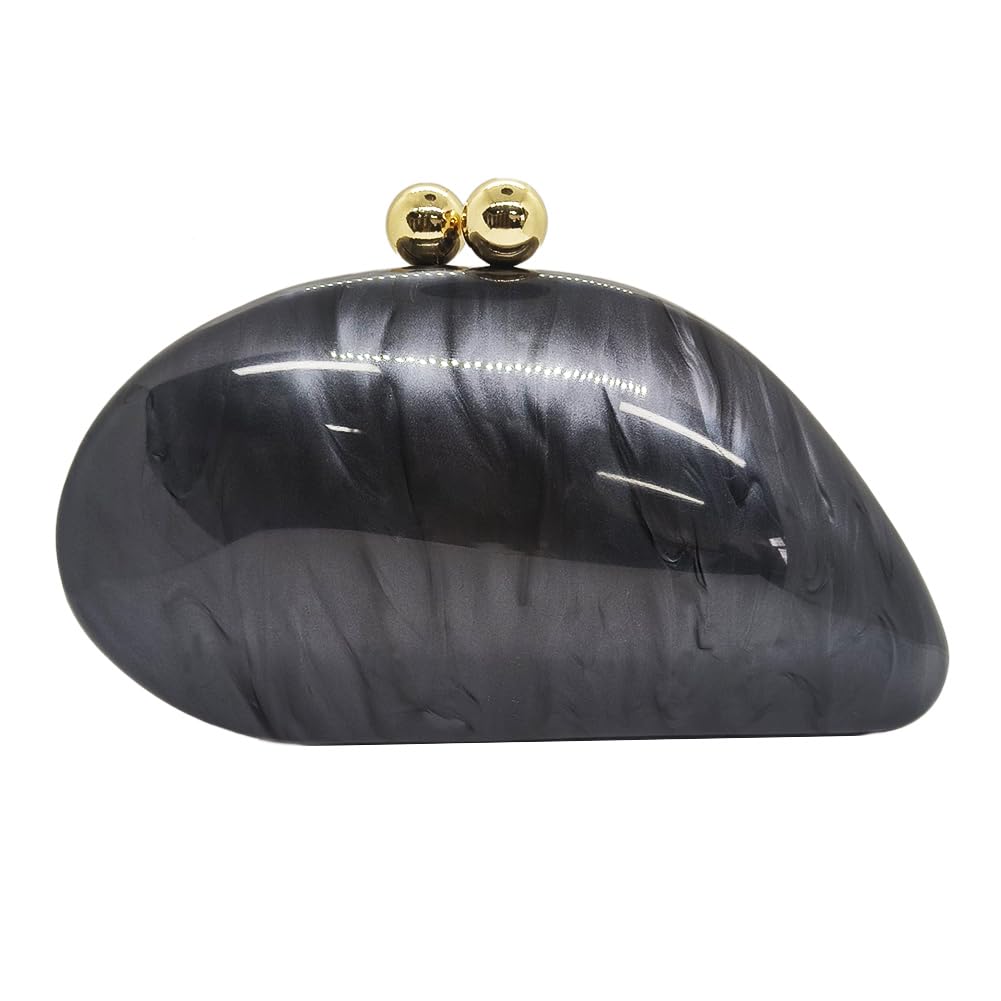 Luxury Acrylic Shell Shaped Clutch Purse for Women - Elegant Marble Glitter Evening Handbag for Wedding, Cocktail Party, Prom & Special Occasions | Perfect for Date Night, Bridal Accessories & Formal Events