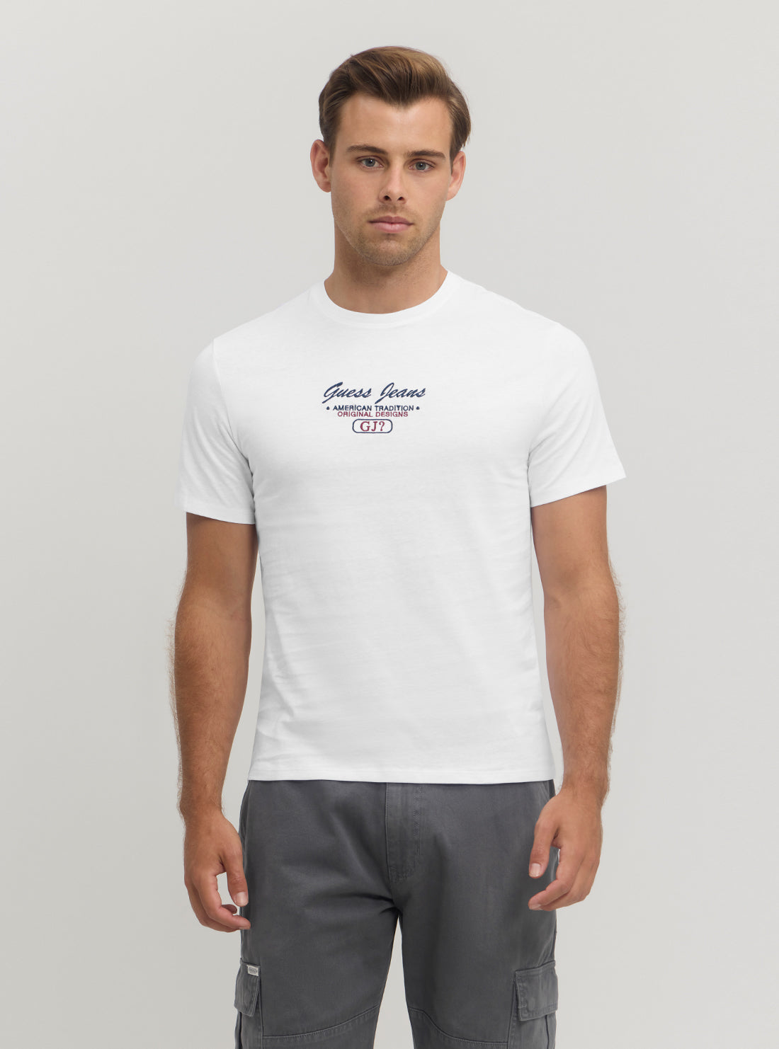 Guess Women's White Slim Fit Script Logo T-Shirt - Casual Cotton Tee for Everyday Wear & Street Style Outfits
