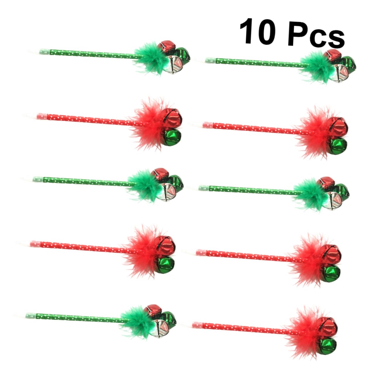 NUOBESTY 3 Sets Christmas Jingle Bell Ballpoint Pens - Festive Red & Green Writing Pens for Kids (30 Pack) - Perfect for Holiday Gift Giving, School Supplies & Creative Writing