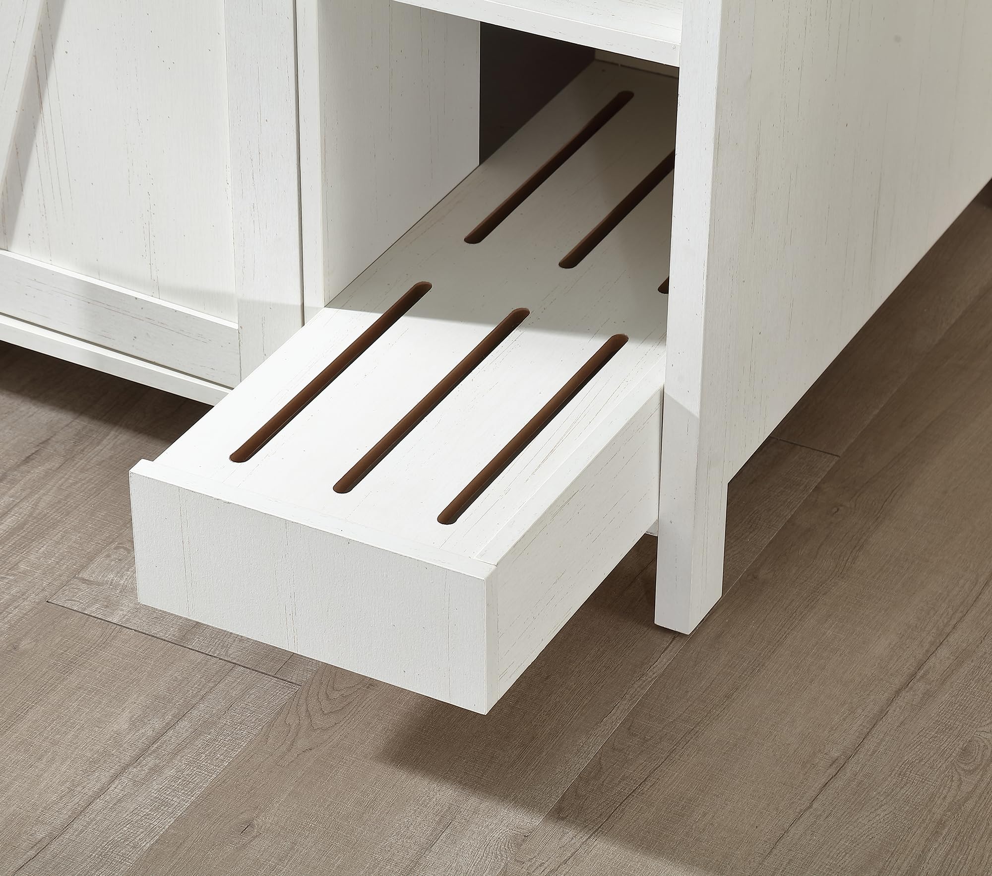 Automatic Self-Cleaning Cat Litter Box Enclosure with Adjustable Shelf - Dog Proof Storage & Charging Station - Secure Lock System for Cats - Large Indoor Cat House in Antique White - Perfect for Multi-Pet Homes & Small Spaces