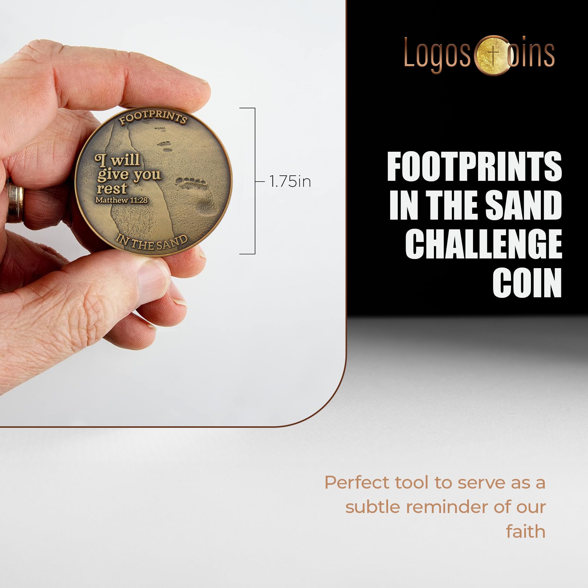 Matthew 11:28 Christian Challenge Coin - Pack of 10 Antique Gold Plated 1.75