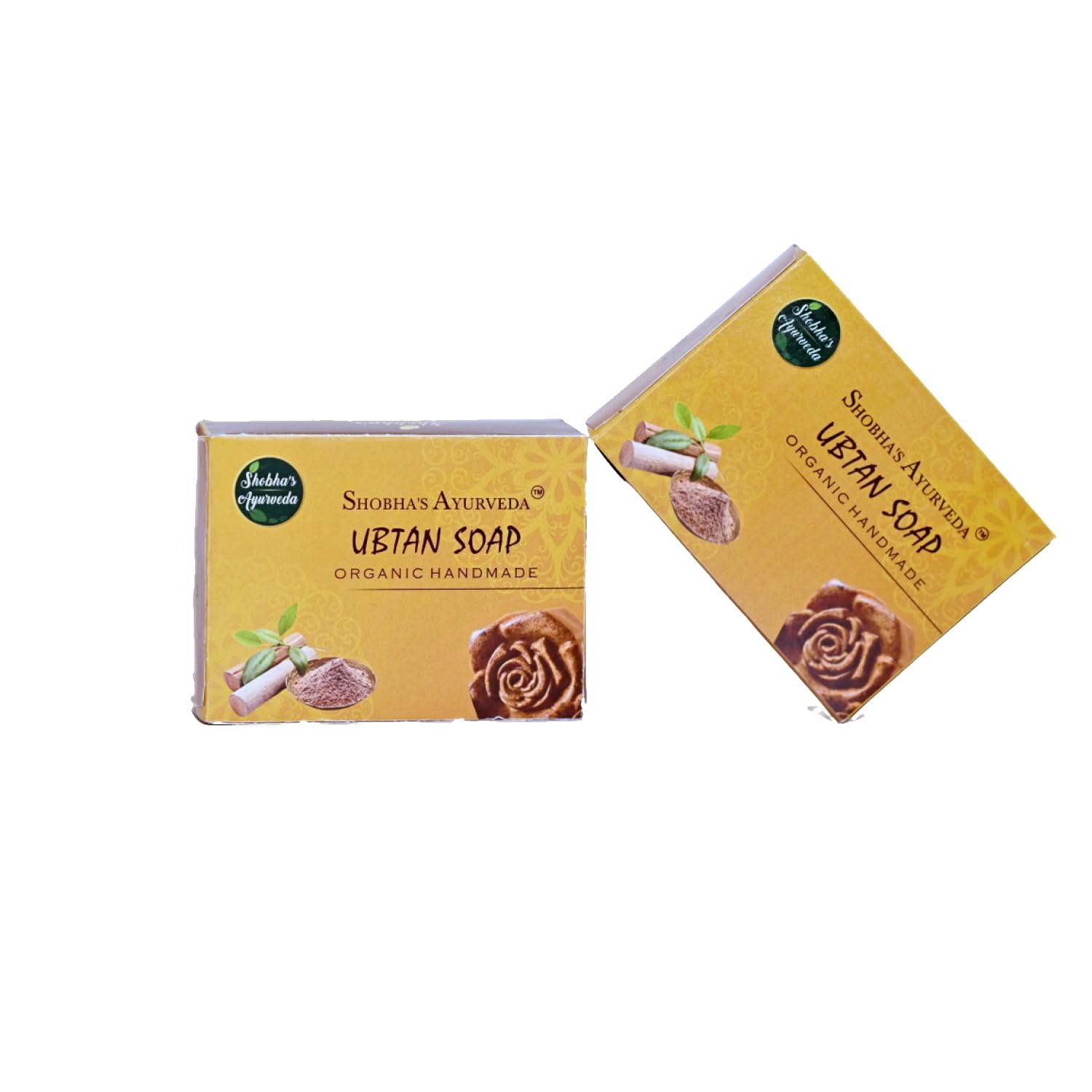 Shobha's Ayurveda Ubtan Soap - Handmade Sandalwood & Rose Soap with Essential Oils | Natural Skin Nourishing & Brightening | Pack of 2 | Perfect for Dry Skin Care & Daily Ayurvedic Cleansing Routine