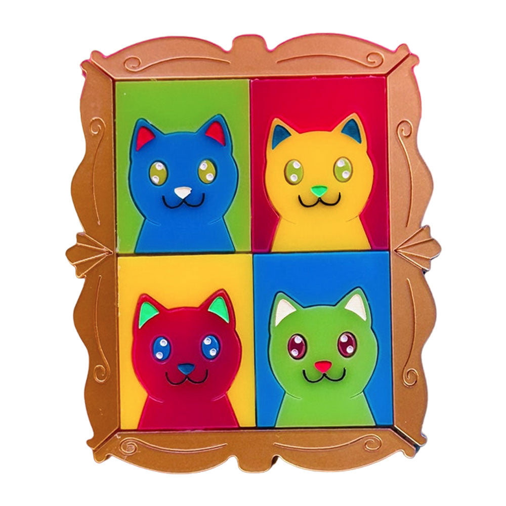 Stylish Cat Acrylic Brooch - Modern Pop Art Cat Pin by Makokot Design - Perfect Gift for Cat Lovers & Art Collectors - Great for Jackets, Bags & Accessories