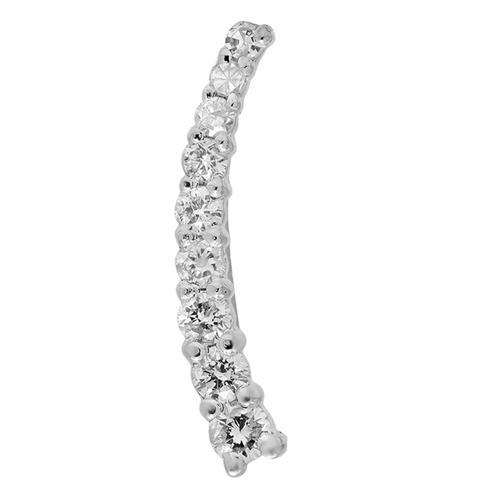 Dazzlingrock 14K Solid White Gold 0.1ct Round Cut Diamond Women's Crawler Climber Earrings (1 Piece) - Perfect for Weddings, Parties & Special Occasions