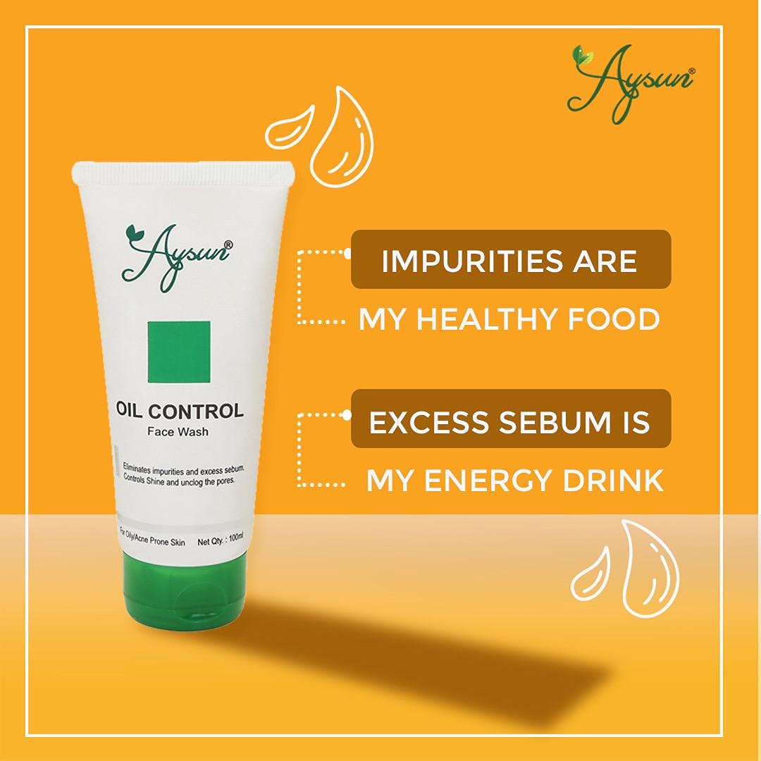 Aysun Oil Control Face Wash for Oily Skin - 2 Pack (100ml x 2) | Deep Cleansing & Pore Minimizing | Daily Skincare Routine & Acne Prevention
