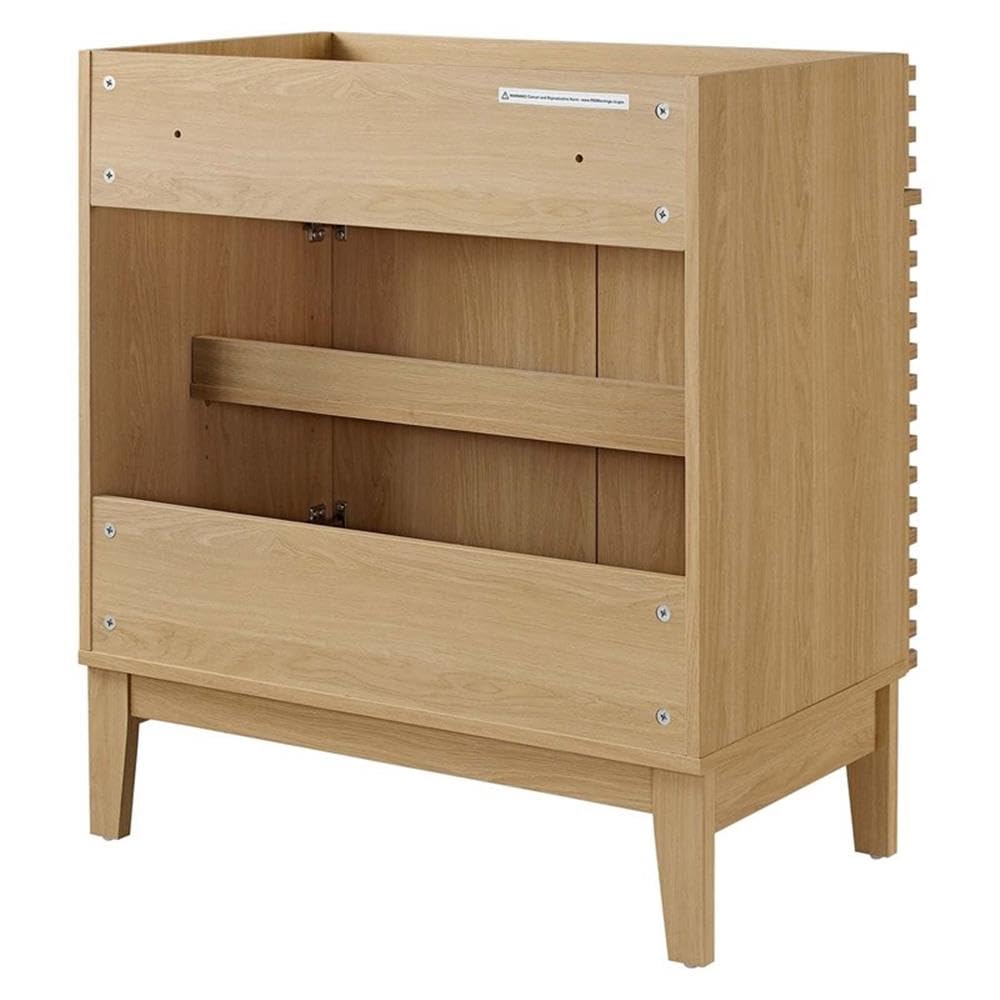 Modway Render 30 Inch Oak Bathroom Vanity with Mirror - Modern Single Sink Cabinet for Bathroom Remodel (Sink Basin Not Included) | Perfect for Small Bathrooms, Powder Rooms & Home Renovations