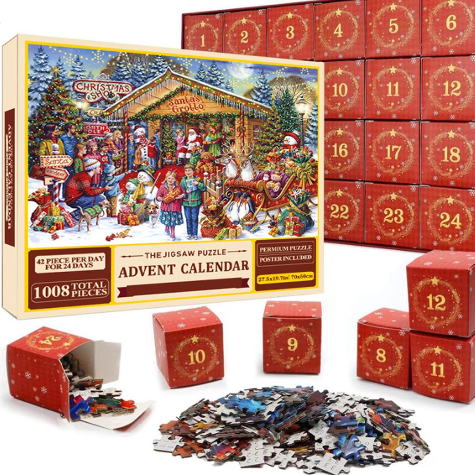 2024 Christmas Advent Calendar Puzzle - 24-Day Countdown Puzzle for Adults & Kids, Holiday Gift with Festive Scenes | Perfect for Family Bonding & Christmas Countdown Traditions
