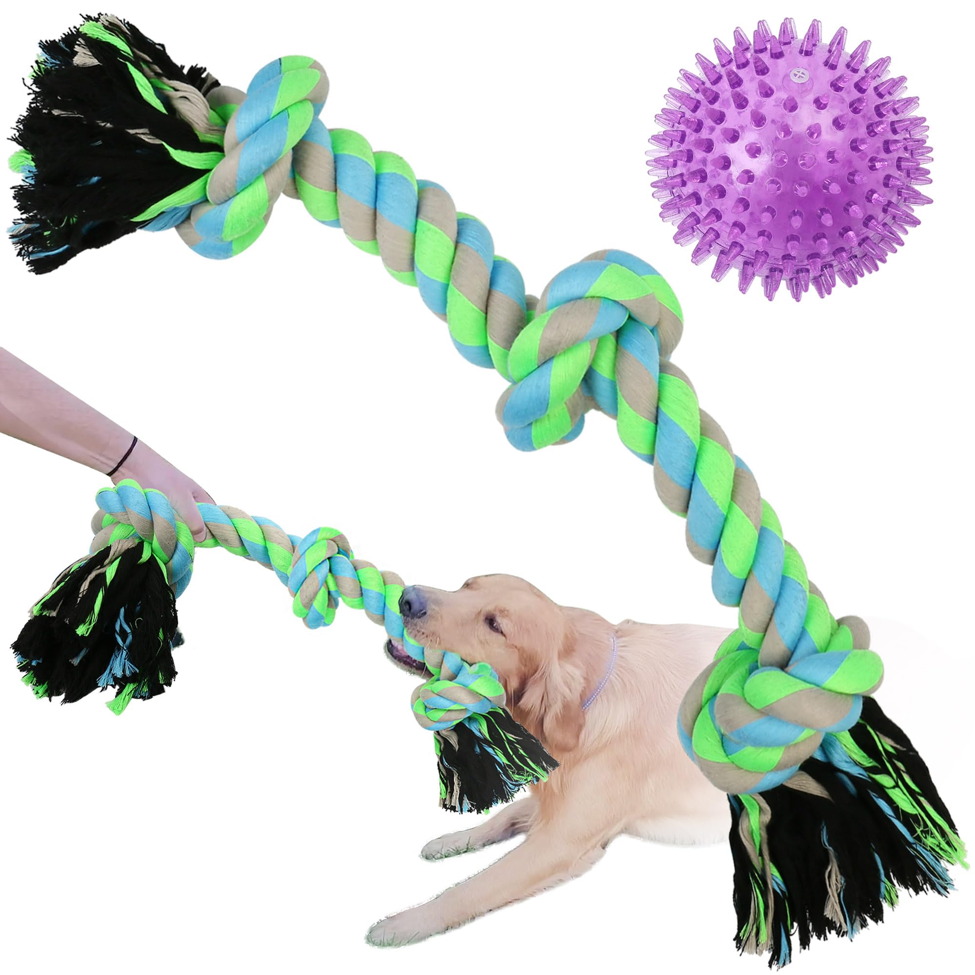 PrimePets Indestructible Dog Rope Toys for Aggressive Chewers - Durable Chew Toys for Large & Medium Dogs - Interactive Tug of War Toy for Teeth Cleaning - Perfect for Playtime, Training & Dental Health