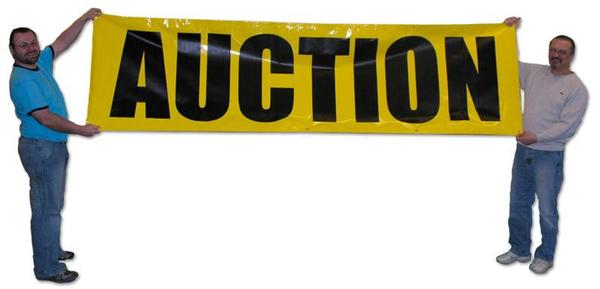 3' Black on Yellow Auction Banner - Custom Sizes Available - Perfect for Auctions, Flea Markets & Outdoor Events