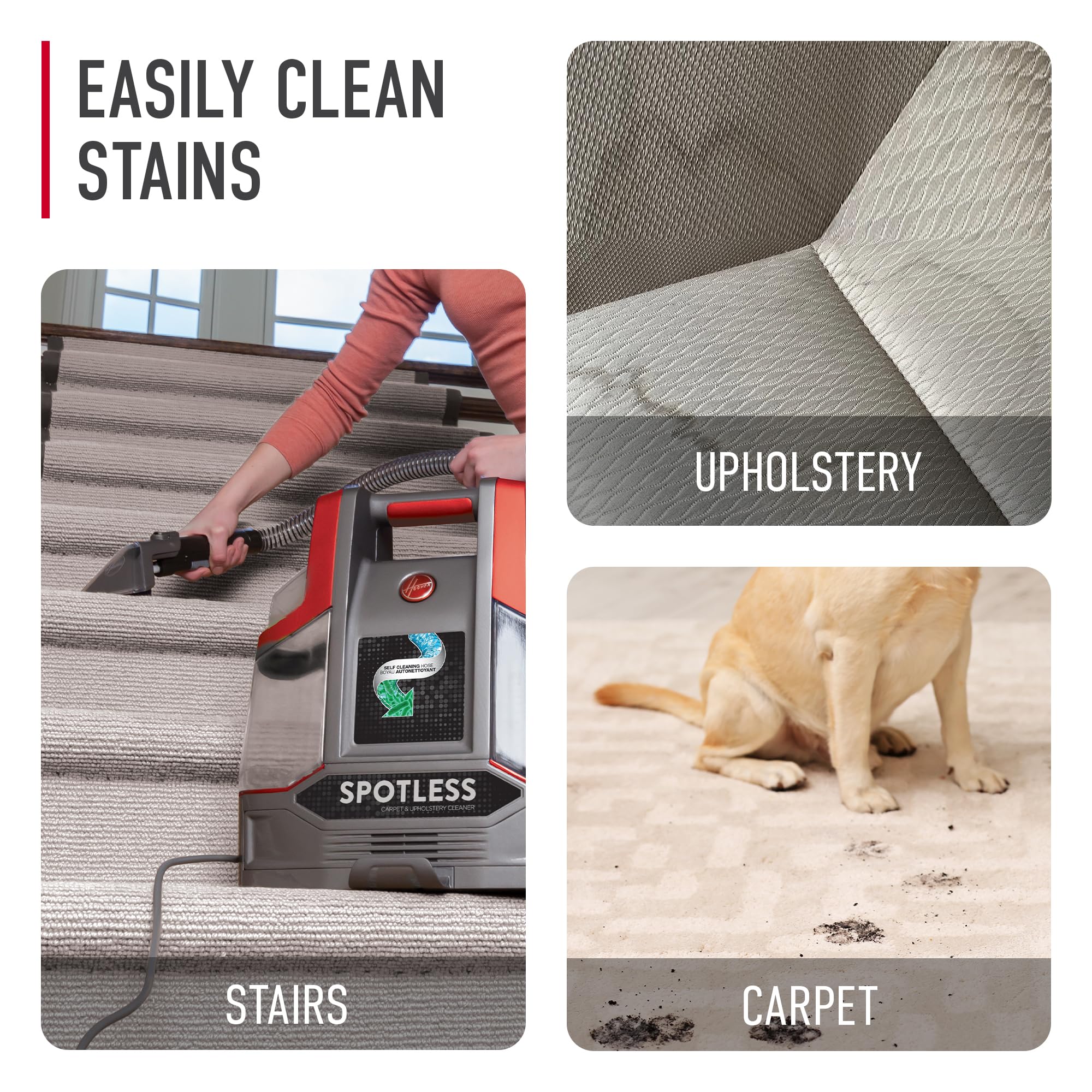 Hoover Spotless Portable Carpet & Upholstery Cleaner | Lightweight Car Shampooer | Pet Stain Remover for Home & Auto | Works with Hoover Cleaning Solutions | Perfect for Cars, Sofas & Pet Accidents