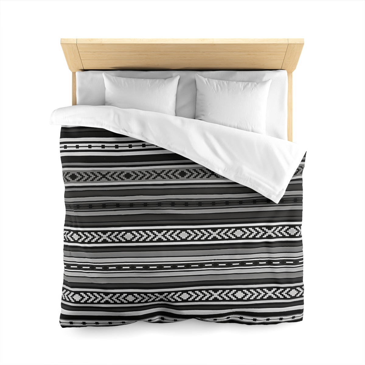 Santa Fe Gray Microfiber Polyester Duvet Cover Set with Invisible Zipper - Southwestern Style Bedding for Queen, King, Full & Twin Size - Perfect for Guest Rooms, Master Bedrooms & Vacation Homes