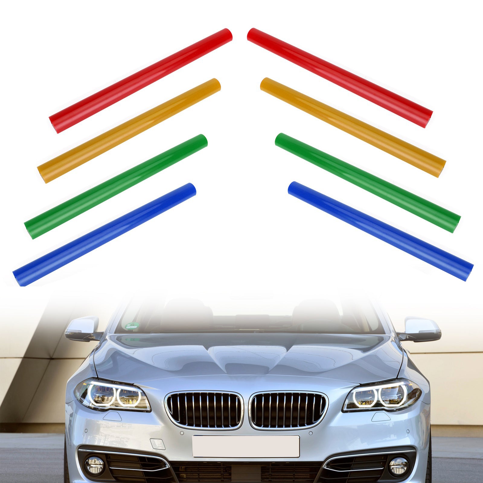 BMW F07 F10 F11 F18 F06 F12 Blue Color Support Grill Bar V Brace Wrap - High Performance Car Styling Accessory for Enhanced Engine Protection & Sporty Look