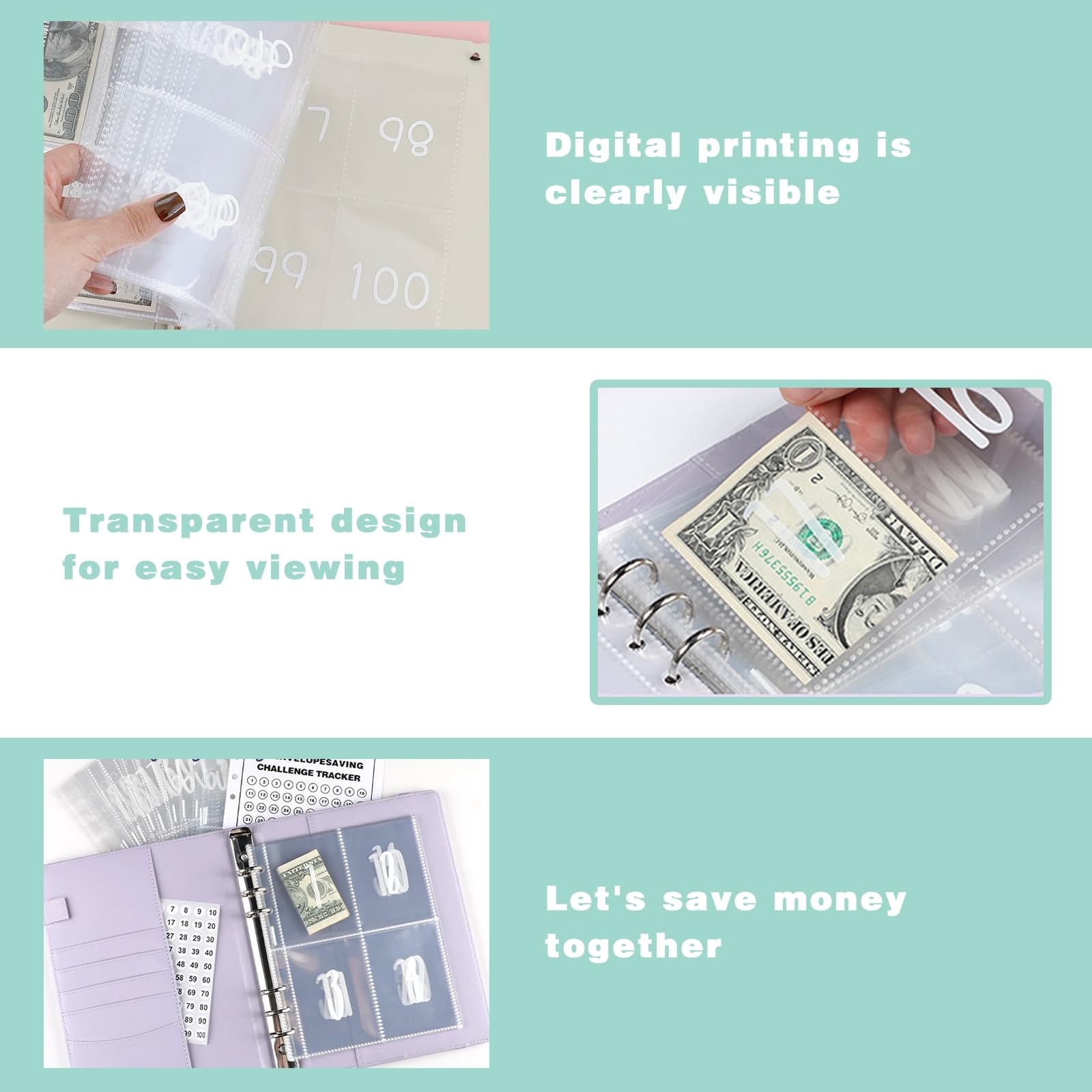 25 Pack A5 Cash Stuffing Envelopes - Money Saving Binder Inserts for Budget Planner, A5 6-Ring Binder Replacement Sheets, Pre-Numbered 1-100 (25 Sheets) - Perfect for Cash Envelope System, Budget Tracking & Financial Organization