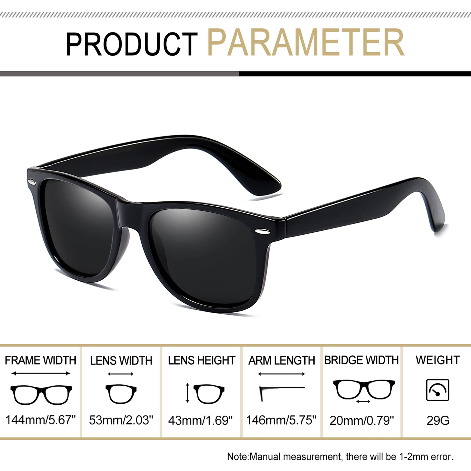 Joopin Square Polarized Sunglasses for Men & Women - UV Protection, Trendy Designer Shades for Outdoor, Driving & Fashion