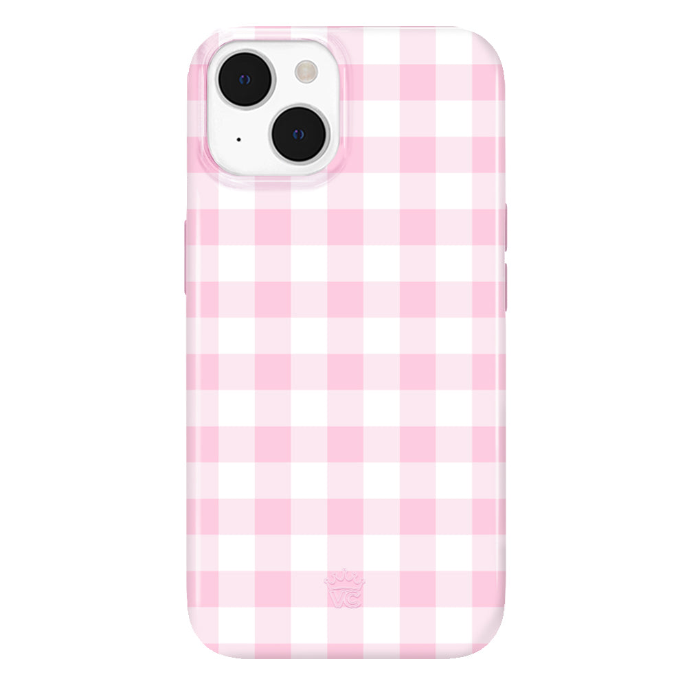 Cute Baby Pink Gingham iPhone Case - Trendy Protective Cover for iPhone 13/14/15 Pro Max - Perfect for Girls, Teens & Women - Great Gift for Birthday, Christmas & Everyday Use