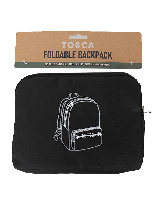 Tosca TCA023 Foldable Travel Backpack - Lightweight Waterproof Carry-On Daypack for Hiking, Camping & Air Travel - Black