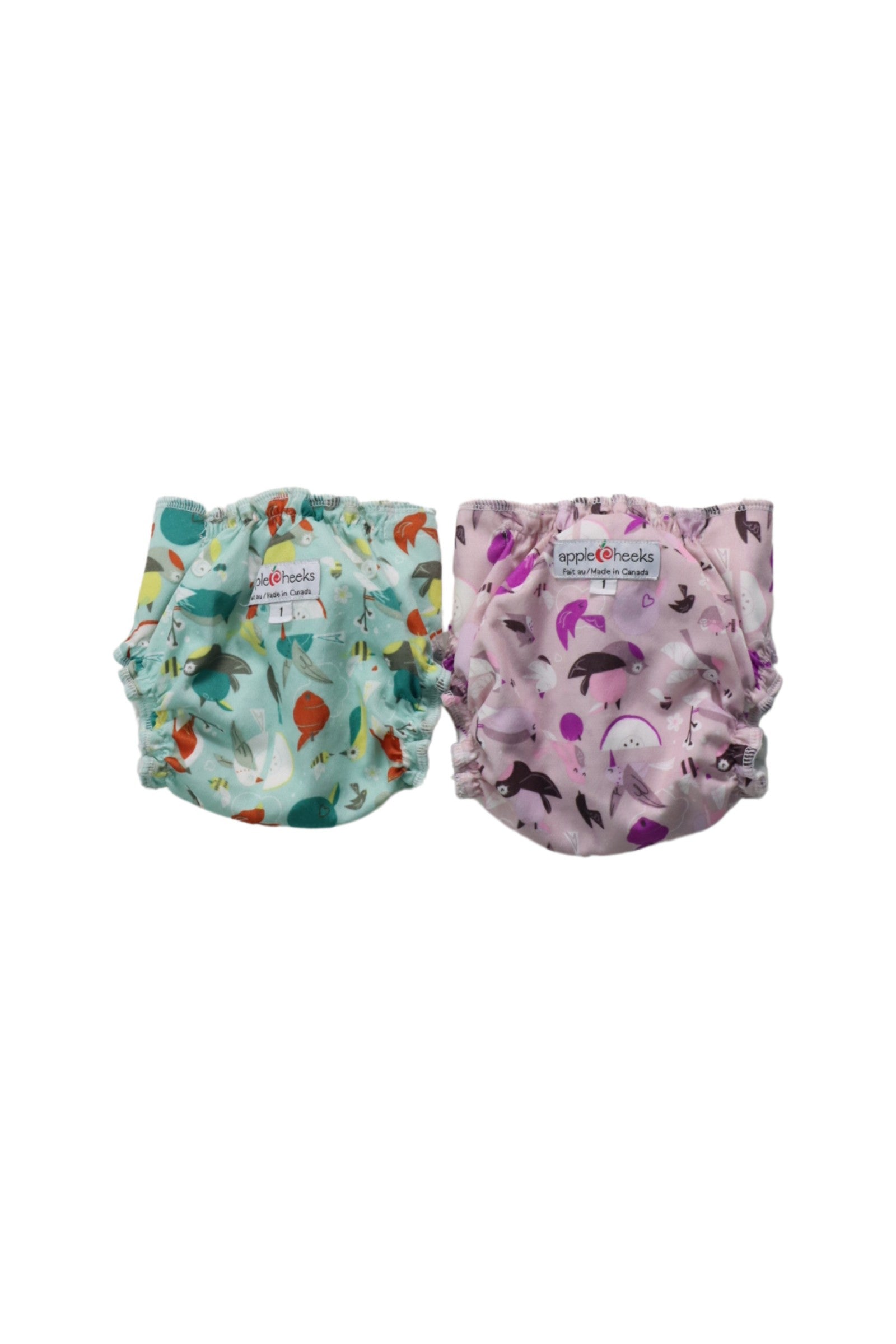 Apple Cheeks Cloth Diaper One Size (Size 1) - Eco-Friendly Reusable Baby Diapers Set of 2 - Perfect for Newborns, Infants & Toddlers at Home or On-the-Go