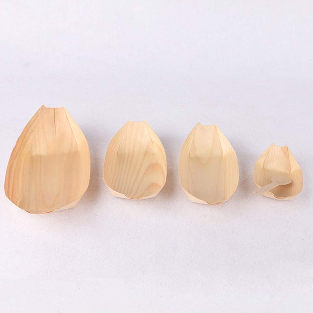 DOITOOL 100pcs Wooden Snack Trays - Natural Boat-Shaped Serving Platters for Appetizers, Nibbles & Party Food - Perfect for Weddings, BBQs, Picnics & Catering Events