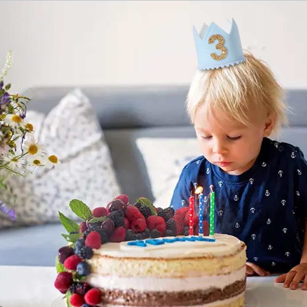 Baby Boys Birthday Crown - Blue Felt Birthday Hat for Kids | 1st Birthday Party, Photo Props, Baby Shower Decorations