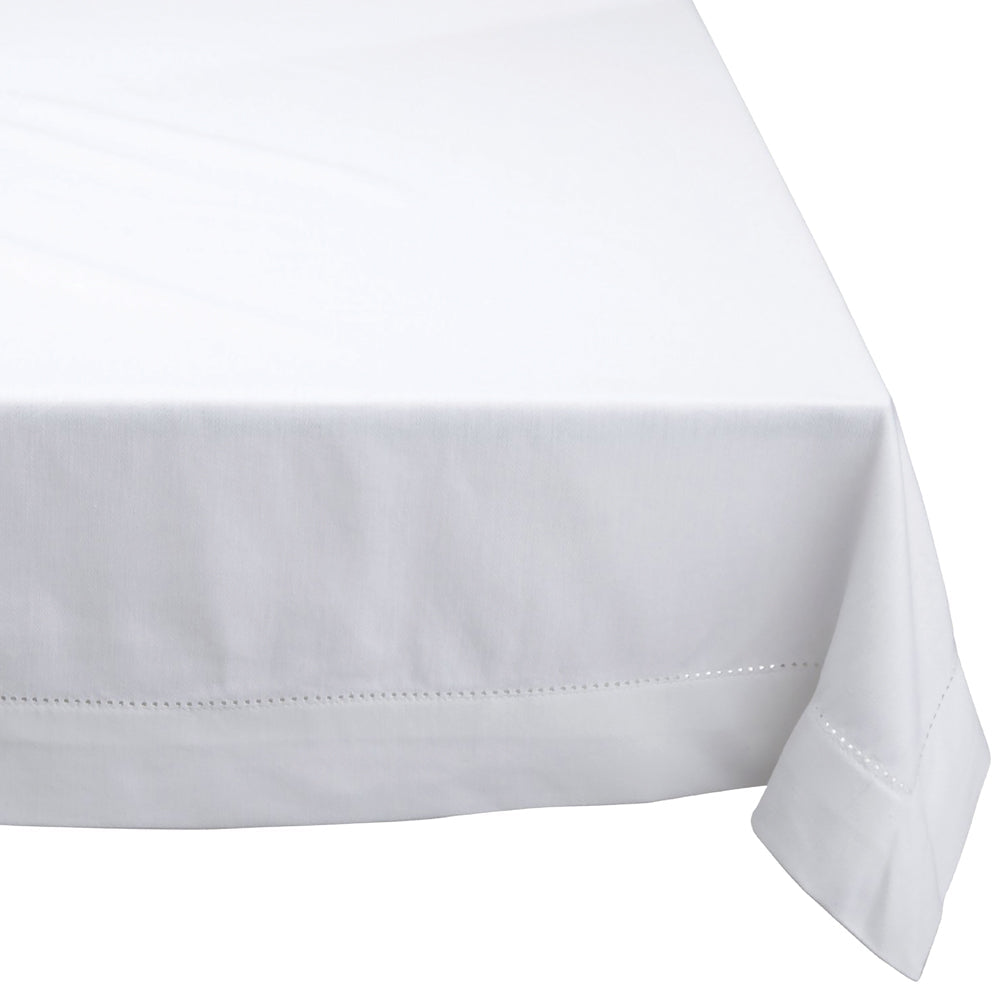 Premium Hemstitch Rectangle Tablecloth - White 150cm x 260cm (59