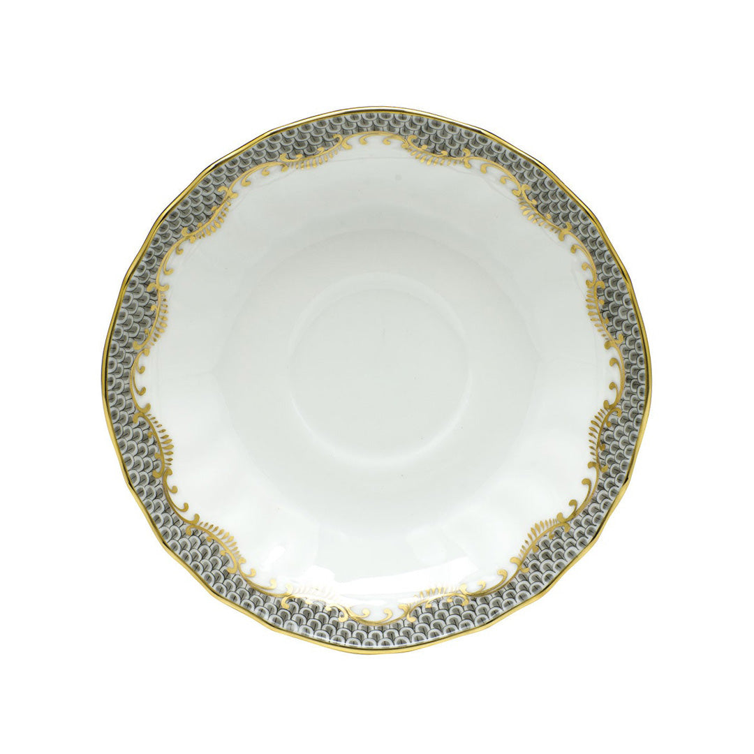 Premium Fish Scale Pattern Canton Tea Saucer - Elegant Gray Ceramic Dish for Tea Parties, Afternoon Tea, and Vintage Home Decor