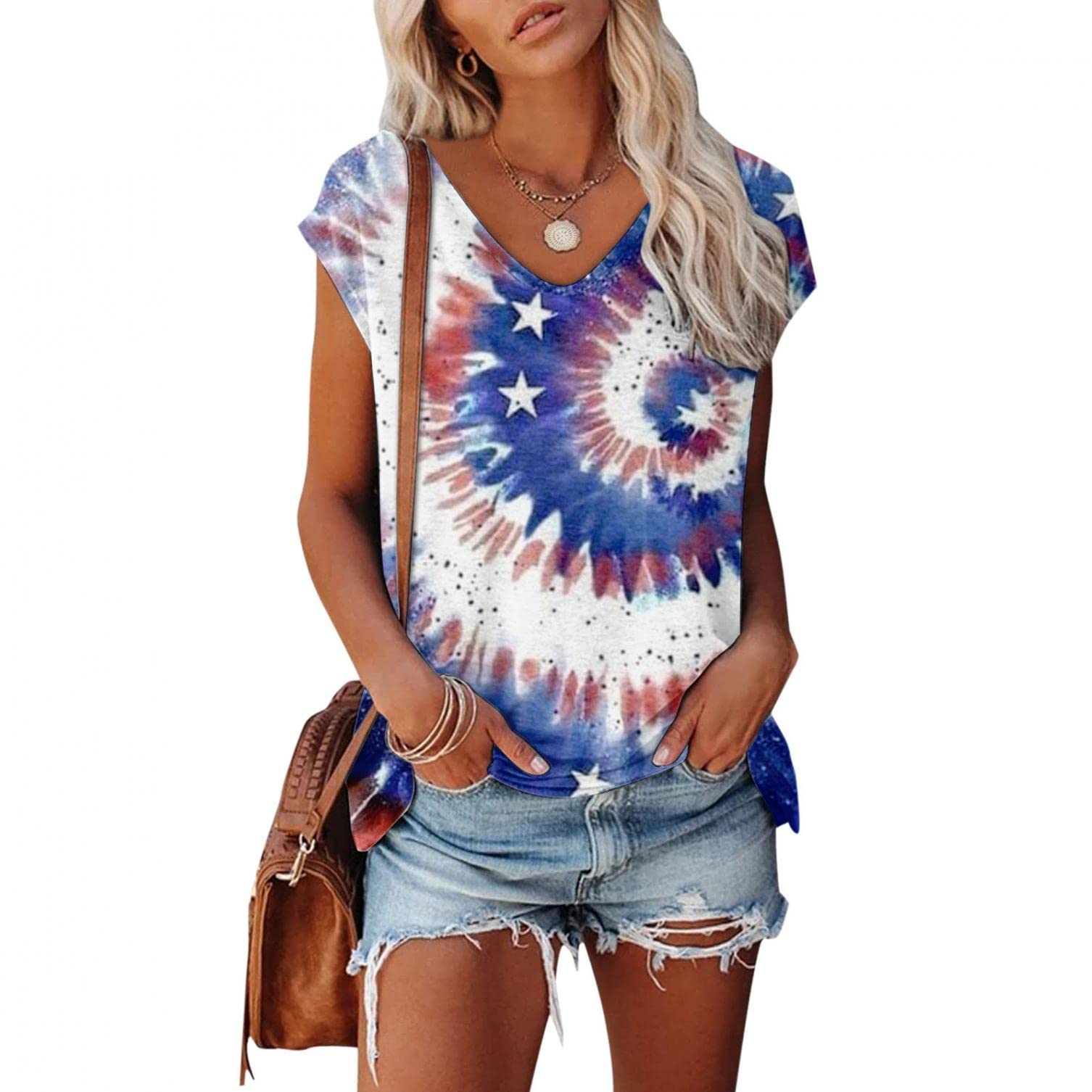 Aniwood Women's 4th of July Tank Tops - American Flag Graphic Patriotic Sleeveless Shirts for Summer, Beach & Independence Day Celebrations