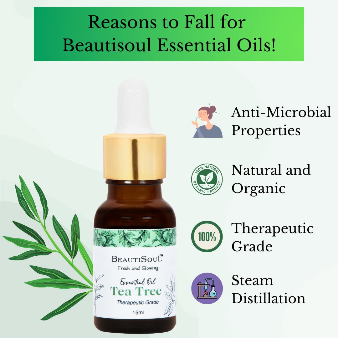 100% Pure USDA Certified Organic Tea Tree Essential Oil for Acne, Dandruff & Aromatherapy | Undiluted Natural Skin Care & Hair Treatment | Therapeutic Grade Essential Oil (15ml) | Perfect for DIY Beauty, Scalp Care & Home Diffuser
