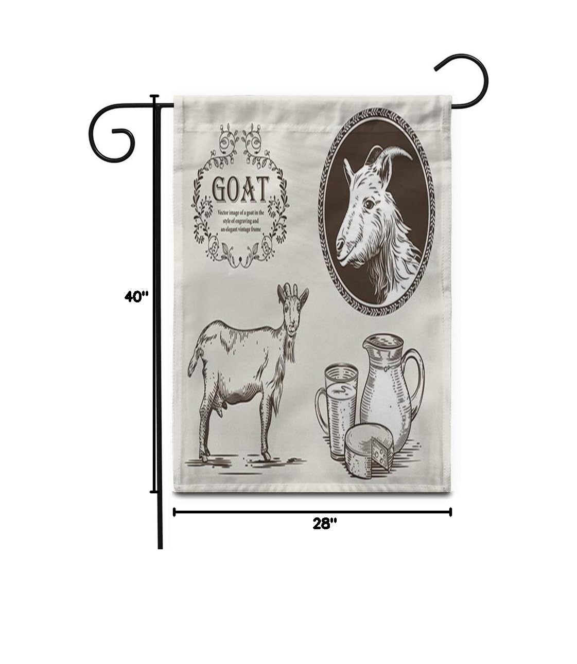 Double Sided 28x40 Inch Farmhouse Goat Milk Jug Cheese Garden Flag - Outdoor Yard Banner for Patio, Lawn & Farmhouse Decor | Perfect for Spring, Fall & Country Themed Outdoor Spaces