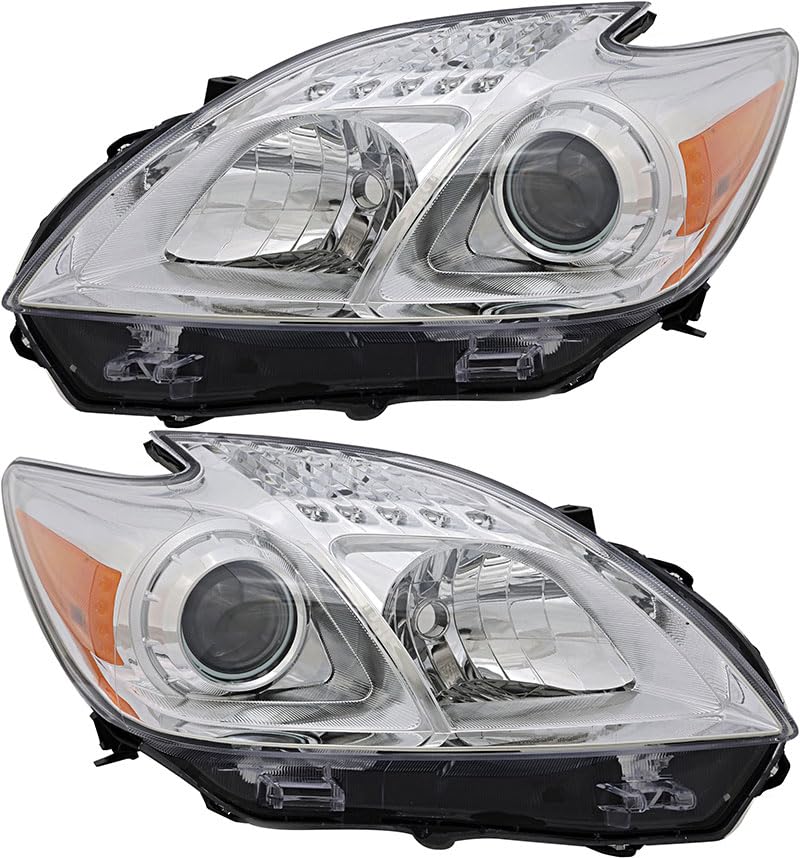 Toyota Prius Headlights Replacement Set - Compatible with 2012-2015 Models (Driver & Passenger Side Halogen Lamps) - Perfect for Night Driving & Enhanced Visibility