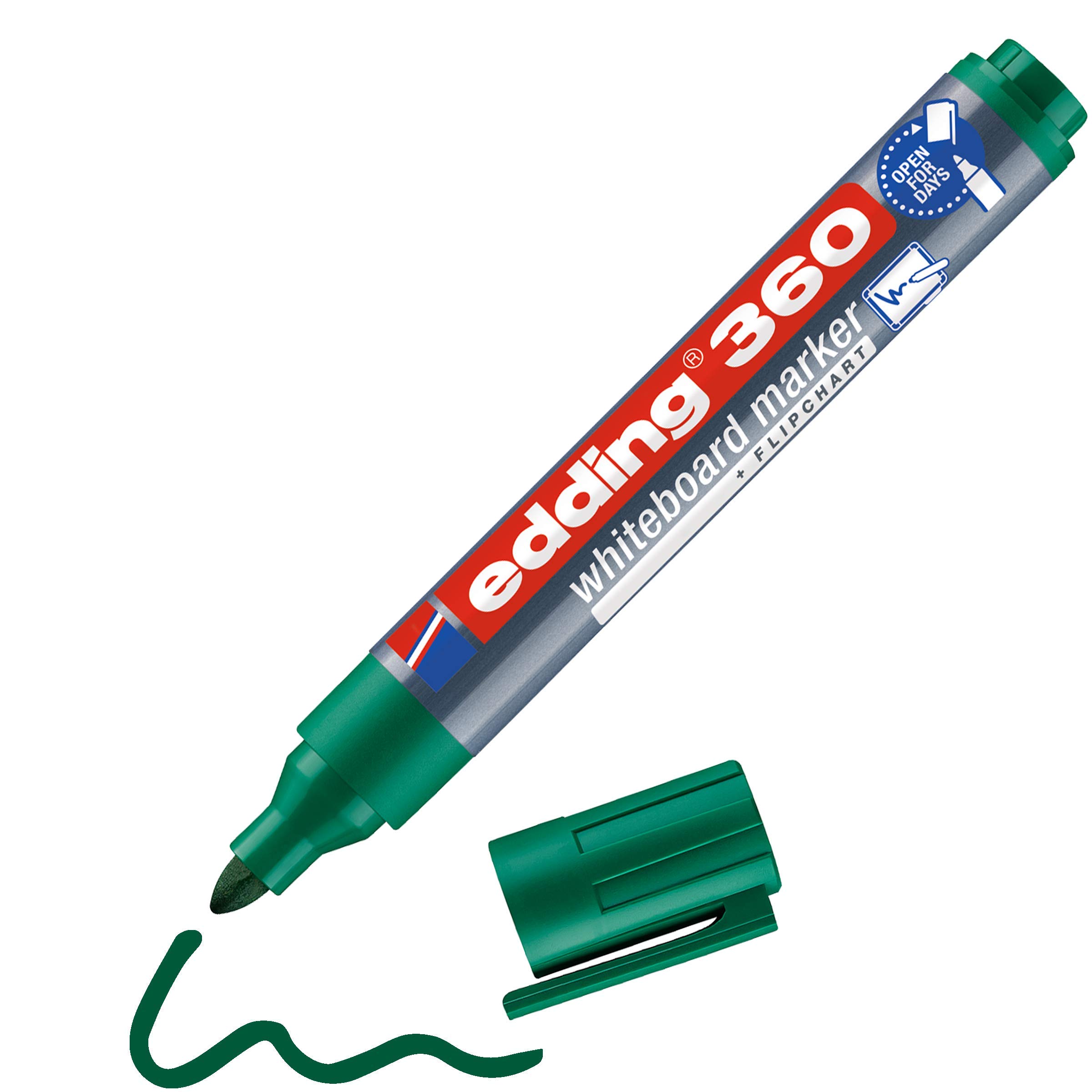 edding 360 Whiteboard Marker - Green - 1.5-3mm Round Tip - Dry Erase Whiteboard Pen - Single Marker for Office, Classroom & Home Use