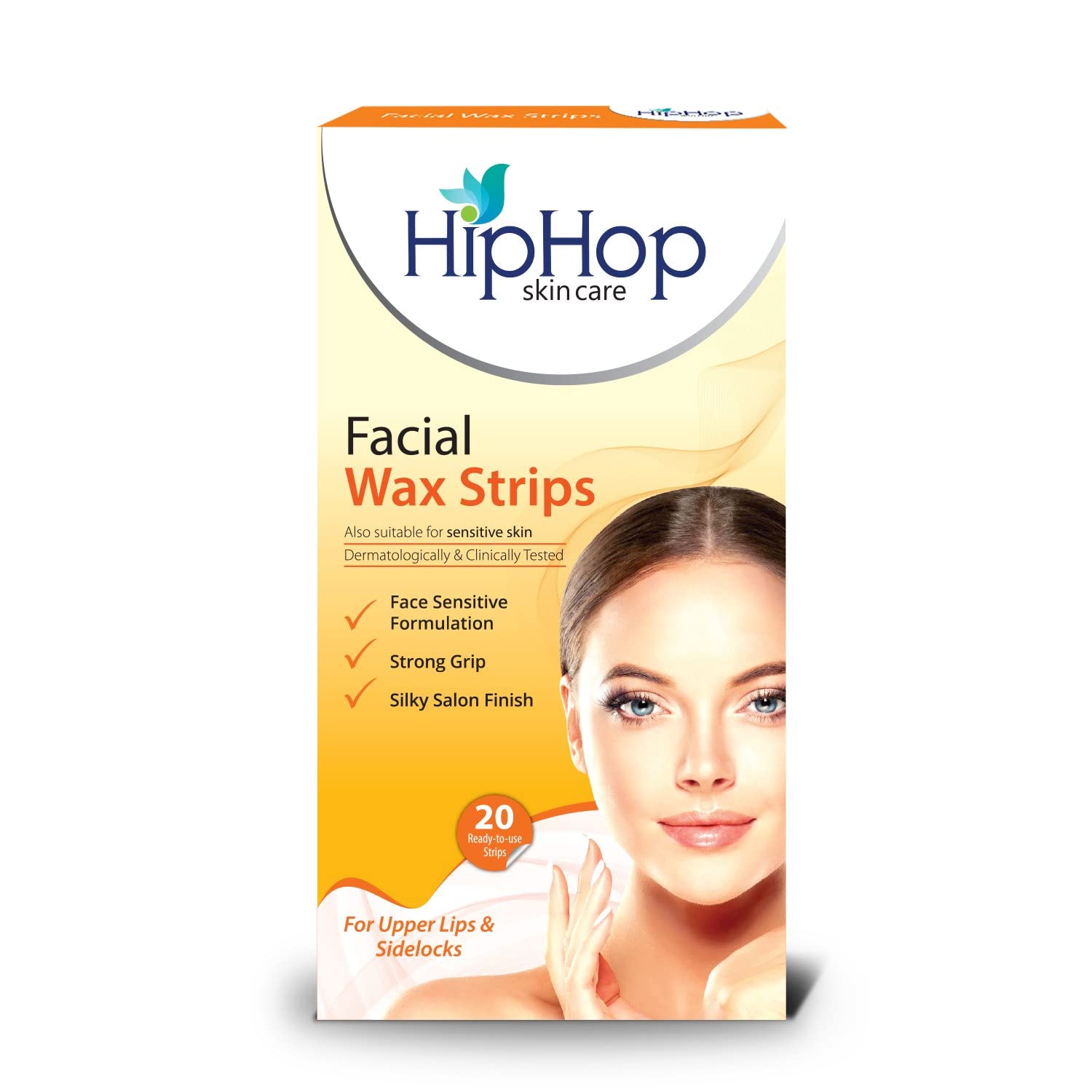 HipHop Skincare Facial Wax Strips with Cleansing Wipes - 20 Count for Instant Hair Removal | Upper Lip, Sideburns, Forehead & Chin | Enriched with Shea Butter & Argan Oil for Soft, Silky & Glowing Skin | Suitable for All Skin Types | Perfect for At-Home Spa Days & Quick Touch-Ups