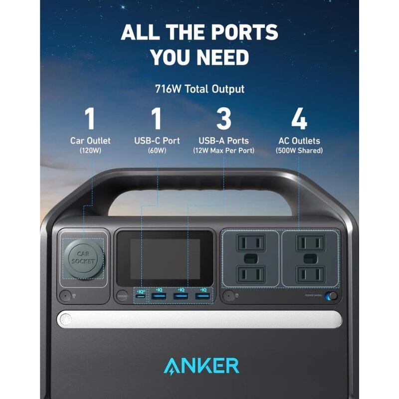 Anker SOLIX 536 508Wh 500W Portable Power Station - Solar Generator for Camping, RV, Emergencies & Outdoor Adventures