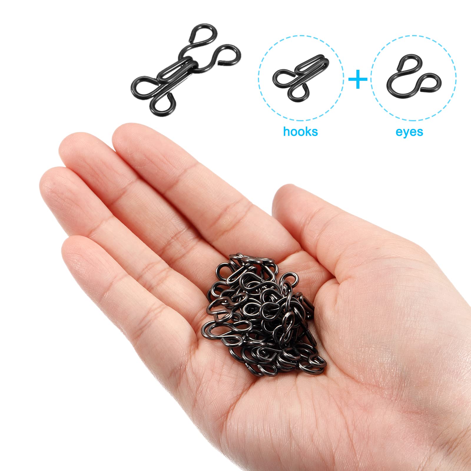 uxcell Sewing Hooks and Eyes Closure - Durable Bra Hooks & Clothing Fasteners for Bras, Skirts, Pants Repair - Perfect for DIY Sewing, Wardrobe Fixes & Garment Adjustments