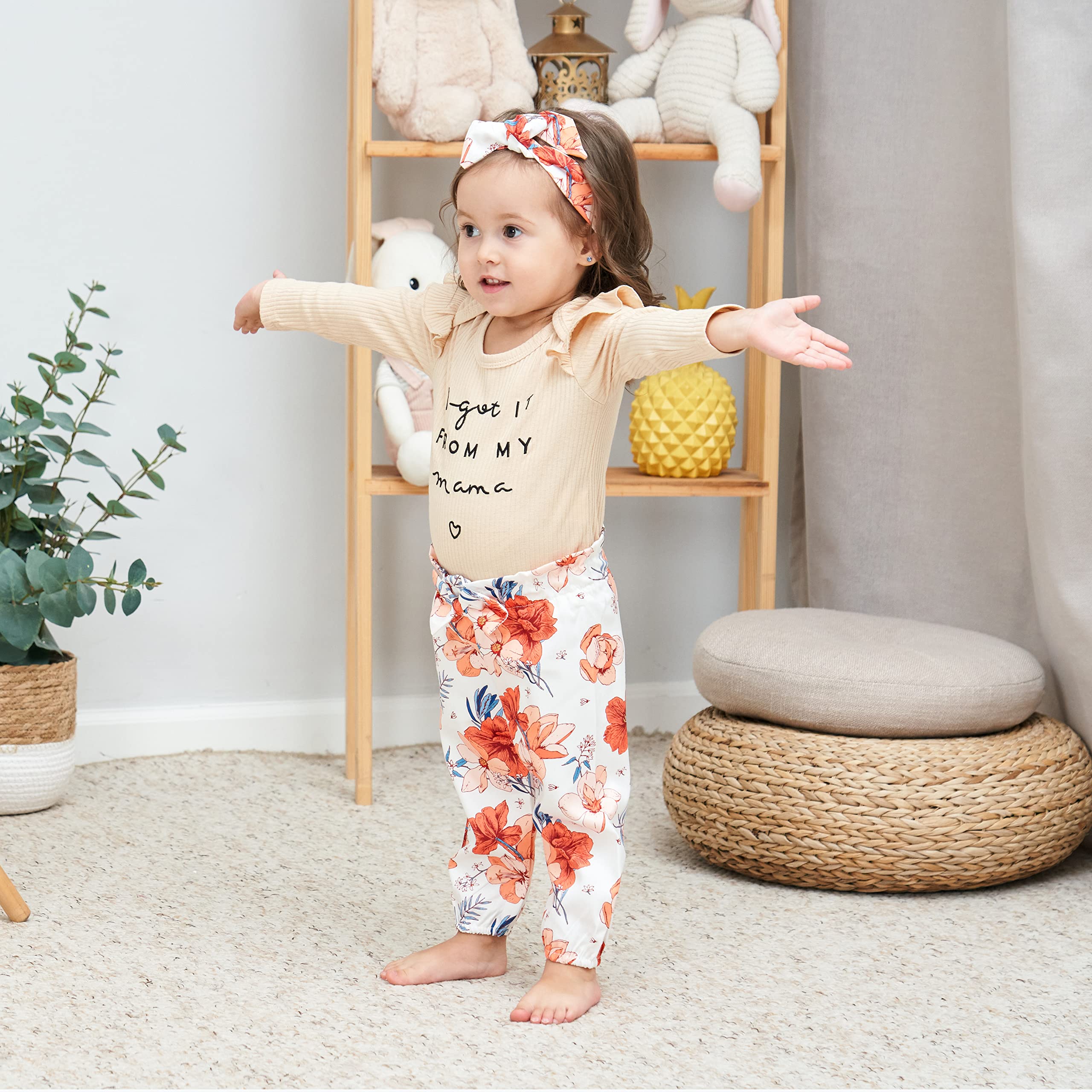 **Adorable Newborn Baby Girl Clothes Set - Floral Romper, Ruffle Onesie, Pants & Headband - Cute Infant Outfits for 0-12 Months - Perfect for Photo Shoots, Parties & Daily Wear**