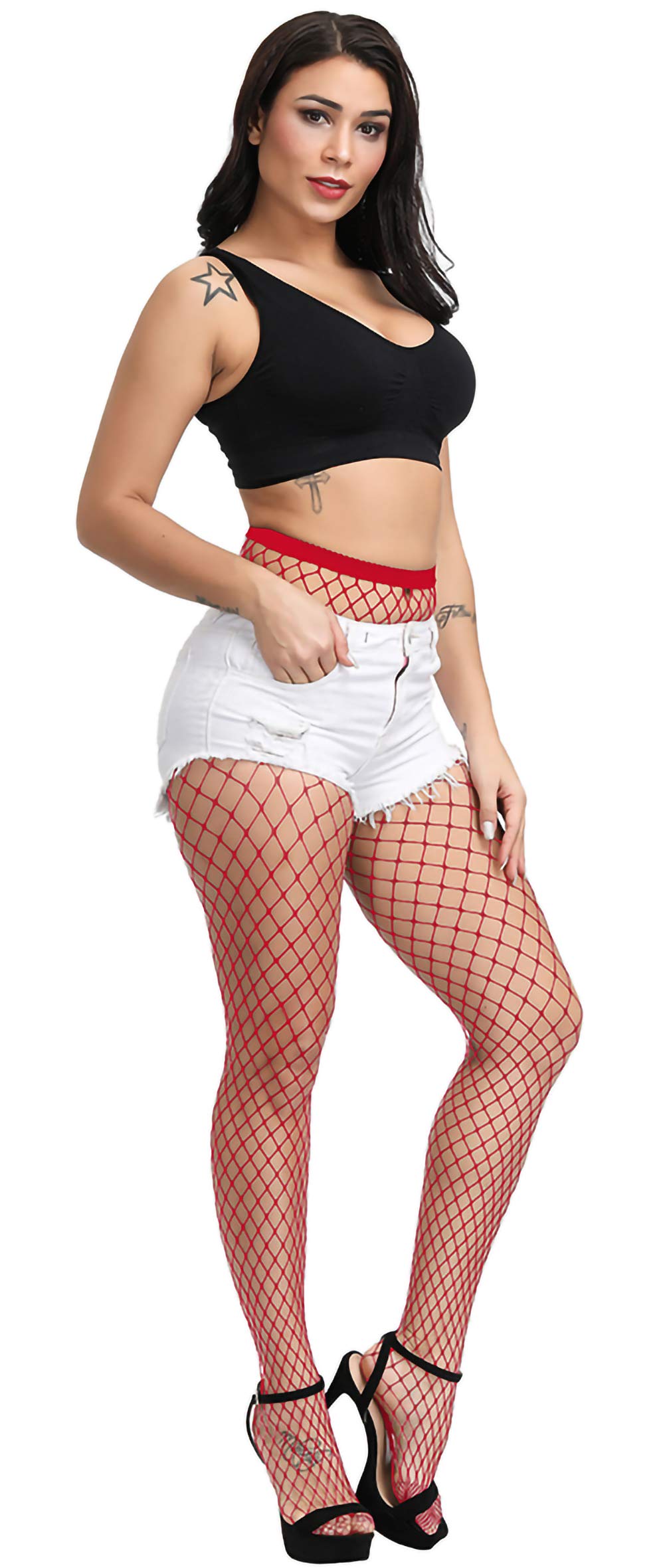 Sexy High Waisted Fishnet Stockings for Women - Stretchy Pantyhose with Comfortable Fit - Perfect for Halloween, Cosplay, and Night Out Parties