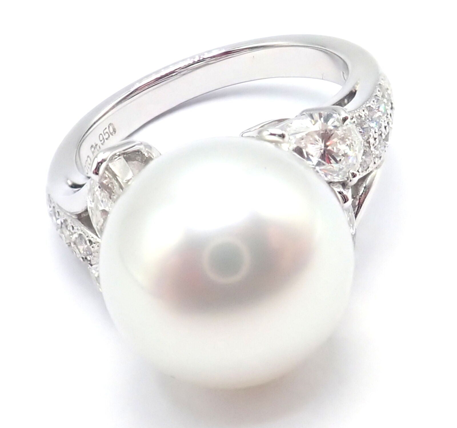 Authentic Mikimoto Platinum Diamond 12.5mm South Sea Pearl Ring - Luxury Jewelry for Weddings, Anniversaries & Special Occasions
