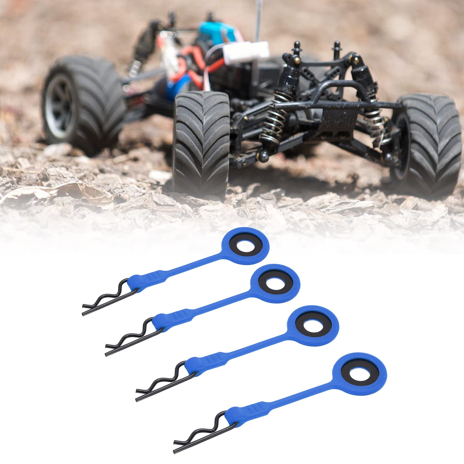 4PCS Universal RC Body Clips Pins - Metal & Silicone Retainer for 1/10 Scale RC Car Shells (Dark Blue) | Durable Fasteners for Off-Road Bashing, Crawling & RC Model Toy Maintenance